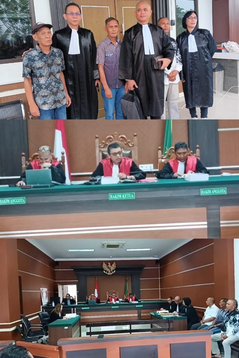 suasana saat sidang berlangsung dan pemberian keterangan kuasa hukum terdakwa dihadapa awak media, (foto istimewa)