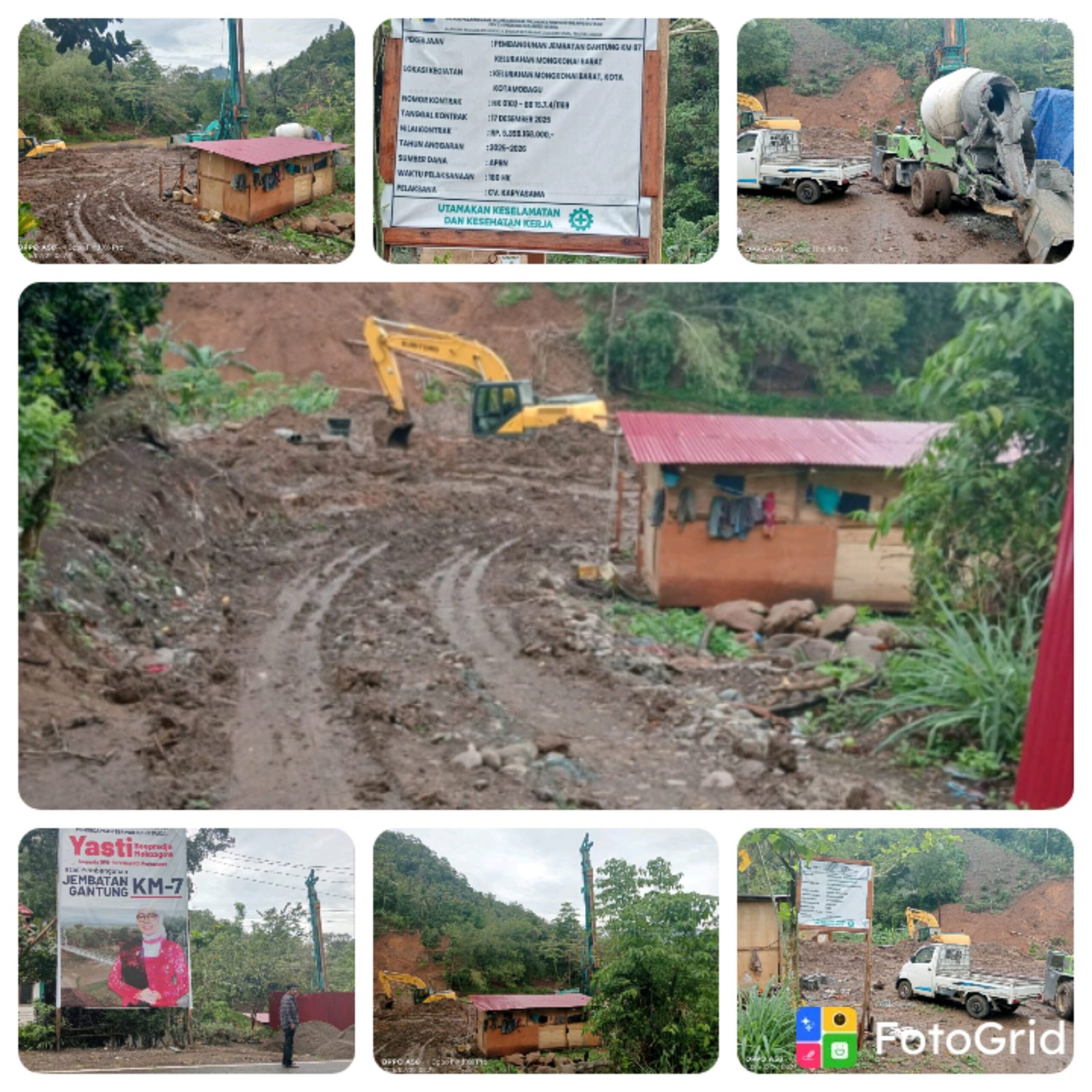 Keberadaan proyek jembatan gantung km 07 Mongkonai barat, (foto istimewa)