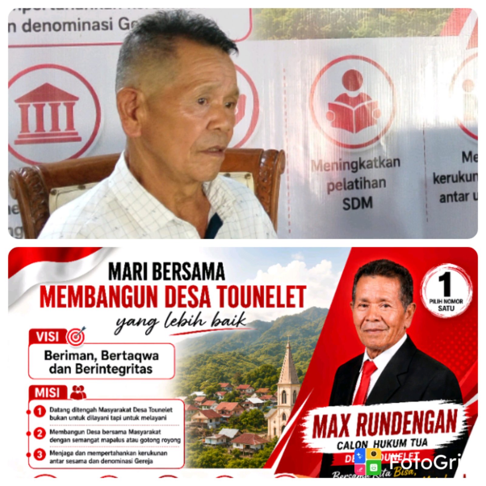 Figur pemimpin masa depan calon hukum tua desa tounelet kecamatan Langowan Barat kabupaten Minahasa, Max Rundengan,(foto istimewa)