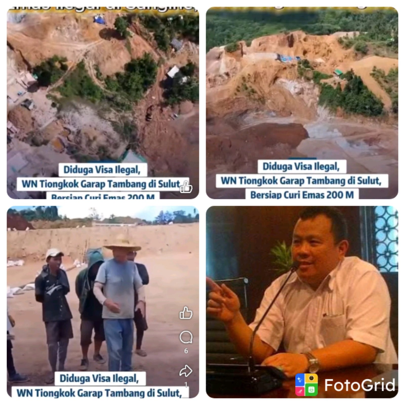 Penambang ilegal dari Tiongkok bebas bekerja, foto insert Ketua LSM AMTI Pusat, Tommy Turangan (foto istimewa)